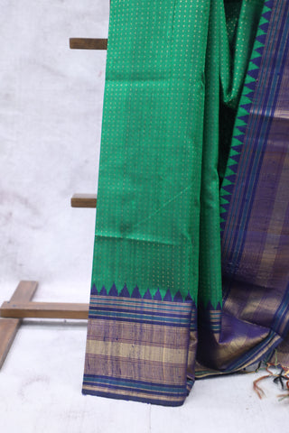 Green Raw Silk Saree - SRGRSS646