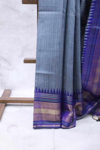 Grey Raw Silk Saree - SRGRSS647