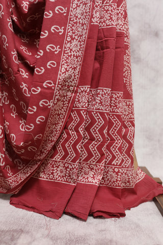 Maroon HBP Cotton Saree -SRMCS1255