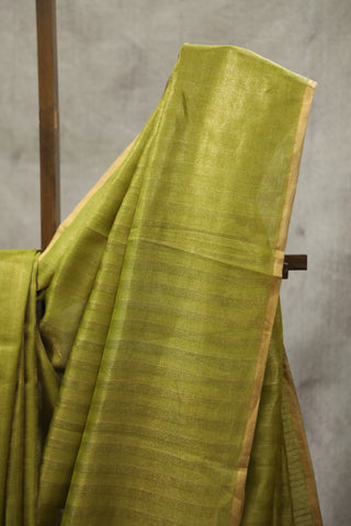 Olive Green Tussar Silk Saree - SROGTSS871