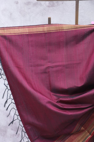 Black Raw Silk Saree - SRBRSS633