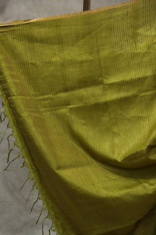 Olive Green Tussar Silk Saree - SROGTSS871