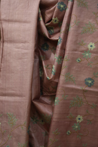 Pink Embroidered Tussar Silk Saree - SRPETSS870