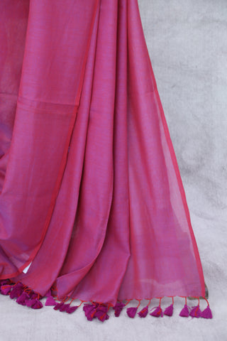 Two Tone Pink Mulmul Cotton Saree-SRTTPMCS10EX