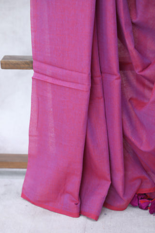 Two Tone Pink Mulmul Cotton Saree-SRTTPMCS10EX