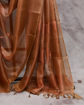 Copper Tissue Tussar Silk Saree-SRCTTSS37