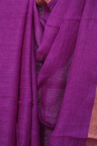 Purple Plain Linen Saree With Gold Tassels-SRPPLS154EX