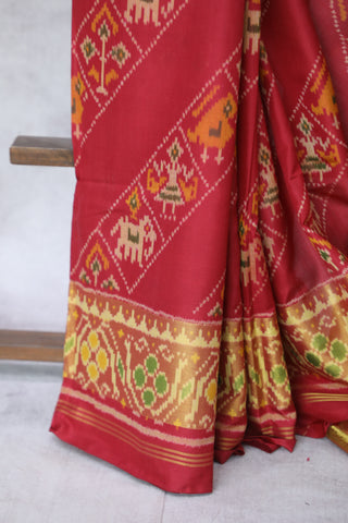 Maroon Rajkot Patola Silk Saree - SRMRPSS218