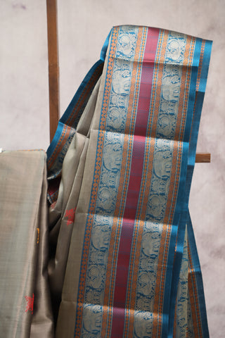 Khaki Kanjeevaram Silk Saree - SRKKSS533