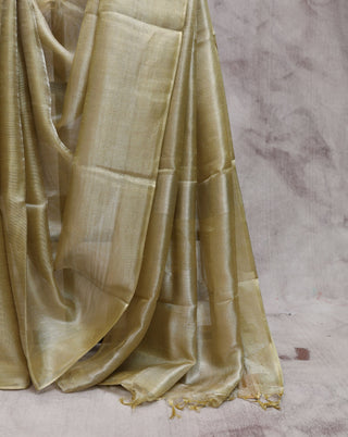 Yellow Tissue Tussar Silk Saree-SRYTTSS35