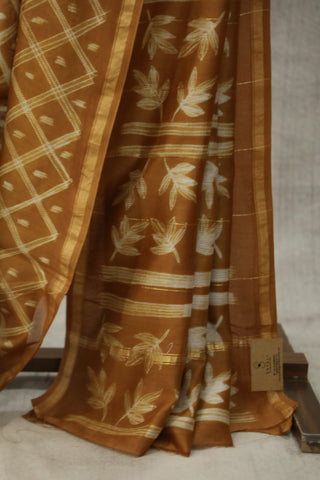 Brown Cotton Silk Chanderi Saree  - SRCCSCS119EX