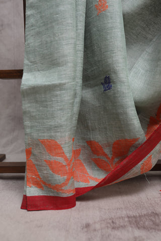 Grey Linen Jamdani Saree -SRGLJS240