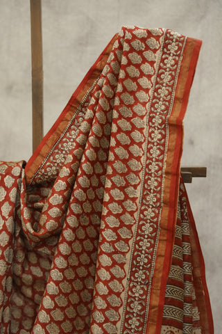 Red HBP Cotton Silk Chanderi Saree - SRRCSCS645