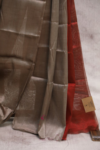 Dark Beige Chanderi Tissue Silk Saree-SRDBCTSS116