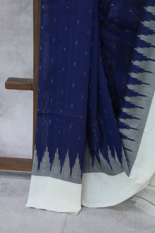 Navy Blue Pochampalli Cotton Ikat Saree - SRNBPCIS235