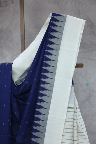 Navy Blue Pochampalli Cotton Ikat Saree - SRNBPCIS235