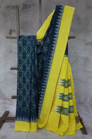 Navy Blue Pochampalli Cotton Ikat Saree - SRNBPCIS237