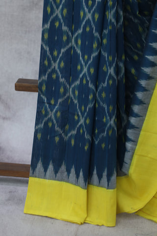 Navy Blue Pochampalli Cotton Ikat Saree - SRNBPCIS237