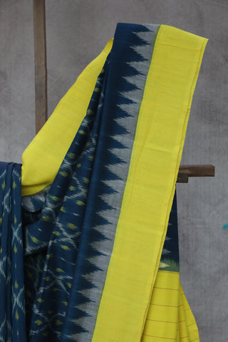 Navy Blue Pochampalli Cotton Ikat Saree - SRNBPCIS237