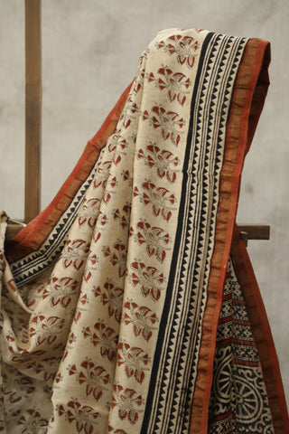 Beige HBP Cotton Silk Chanderi Saree - SRBCSCS677