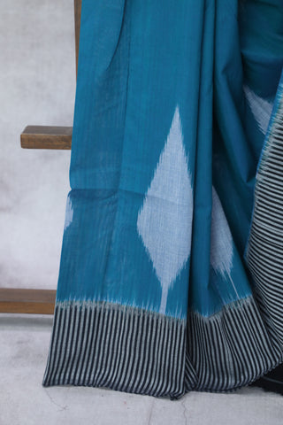 Peacock Blue Pochampalli Cotton Ikat Saree - SRPBPCIS232