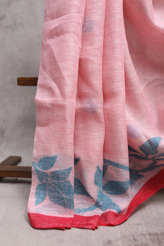 Pink Linen Jamdani Saree -SRPLJS245