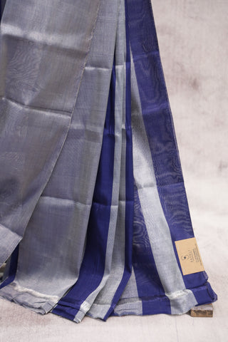 Grey Blue Chanderi Tissue Silk Saree-SRGBCTSS119