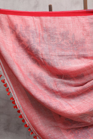 Pink Linen Jamdani Saree -SRPLJS245