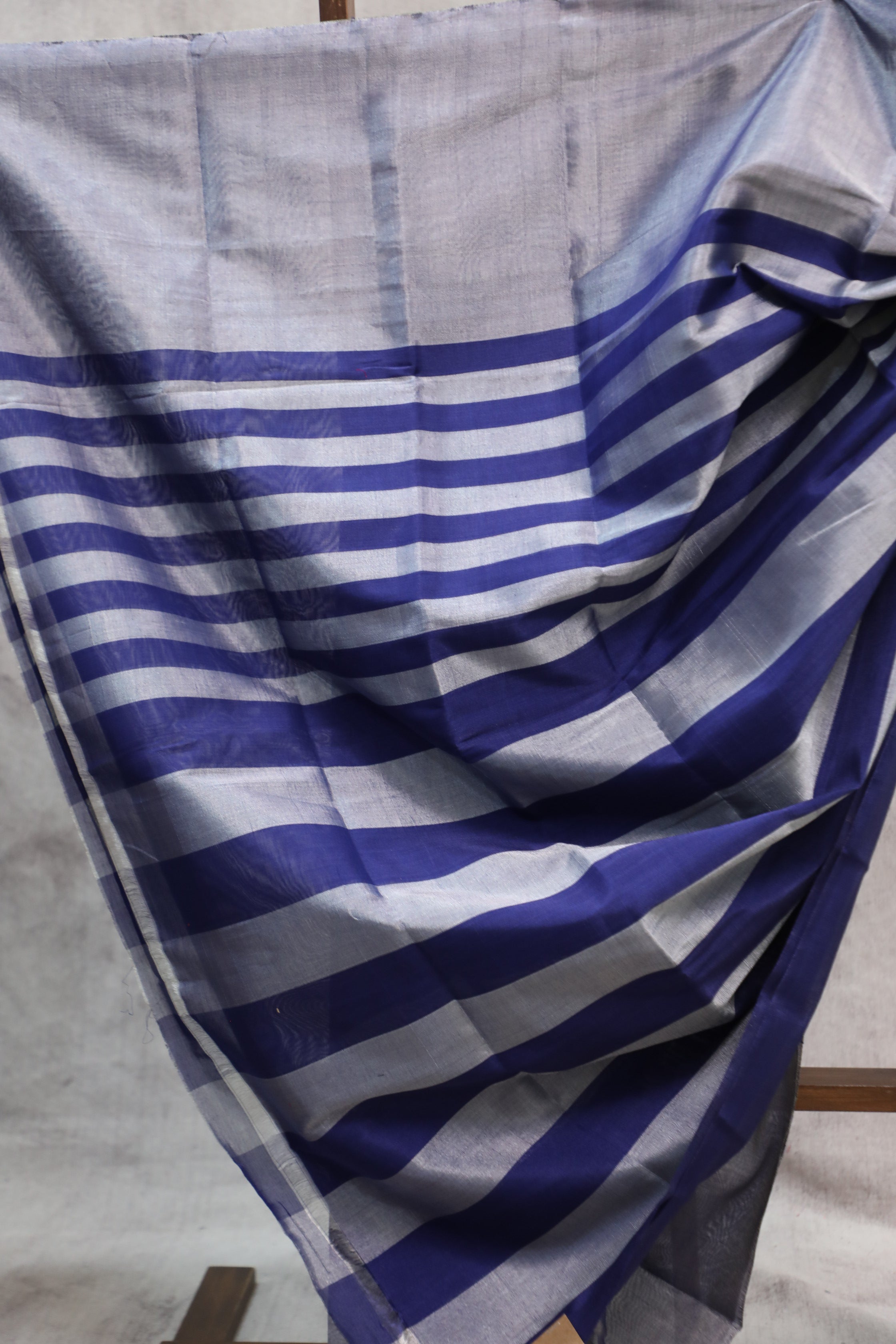 Grey Blue Chanderi Tissue Silk Saree-SRGBCTSS119