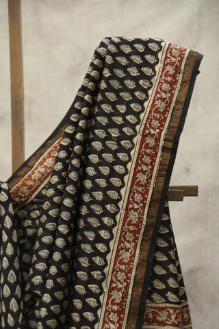 Black HBP Cotton Silk Chanderi Saree - SRBCSCS663