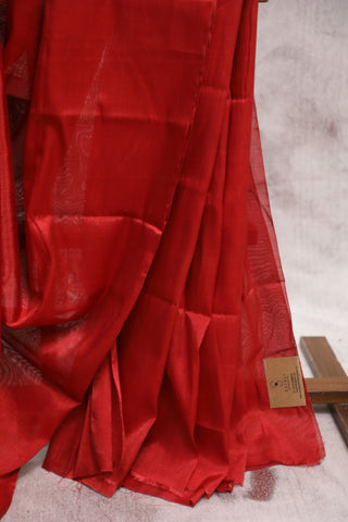 Red Chanderi Tissue Silk Saree-SRRCTSS104