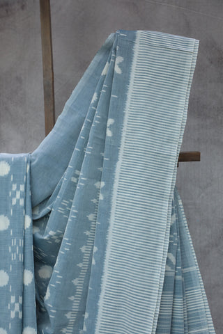 Grey Pochampalli Cotton Ikat Saree - SRGPCIS257