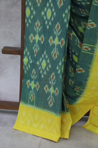 Green Pochampalli Cotton Ikat Saree - SRGPCIS236