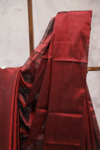 Maroon Chanderi Tissue Silk Saree-SRMCTSS106