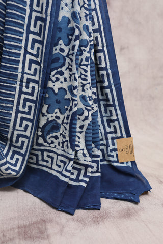 Indigo HBP Cotton Saree-SRBCS1097