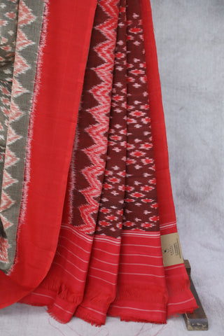 Brown Pochampalli Cotton Ikat Saree - SRBPCIS228