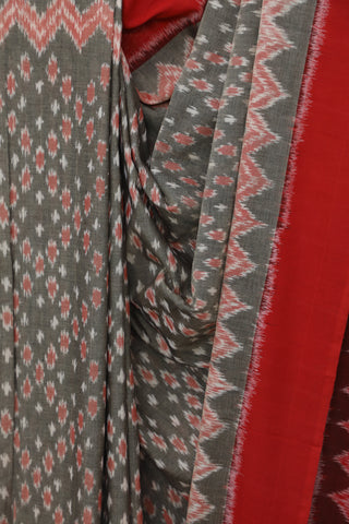 Brown Pochampalli Cotton Ikat Saree - SRBPCIS228