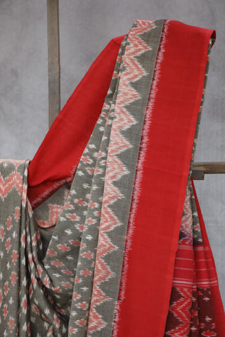 Brown Pochampalli Cotton Ikat Saree - SRBPCIS228