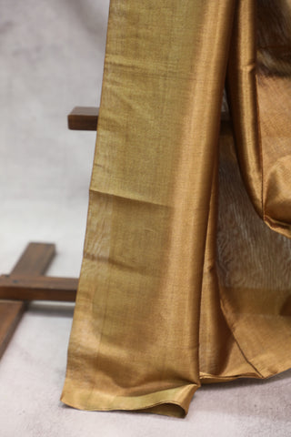 Mustard Yellow Grey Chanderi Tissue Silk Saree-SRMYGCTSS122