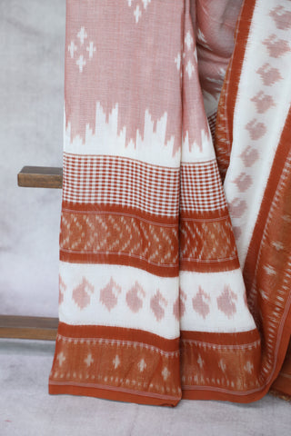 Peach Pochampalli Cotton Ikat Saree - SRPPCIS226