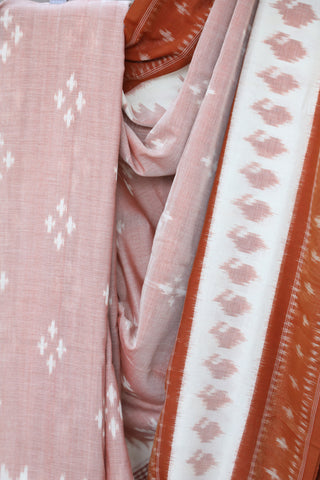 Peach Pochampalli Cotton Ikat Saree - SRPPCIS226