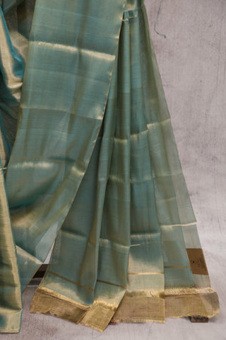 Two Tone Blue Chanderi Tissue Silk Saree-SRTTBCTSS112