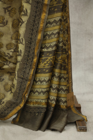 Yellow HBP Cotton Silk Chanderi Saree - SRYCSCS671