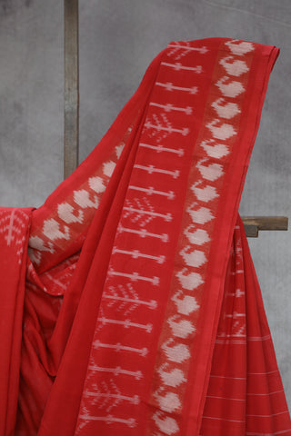 Red Pochampalli Cotton Ikat Saree - SRRPCIS277