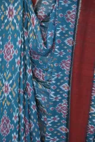 Teal Pochampalli Cotton Ikat Saree - SRTPCIS278