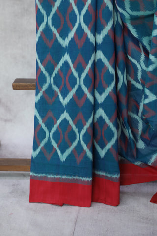 Teal Pochampalli Cotton Ikat Saree - SRTCIS282