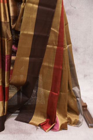 Mustard Yellow Chanderi Tissue Silk Saree-SRMYCTSS123