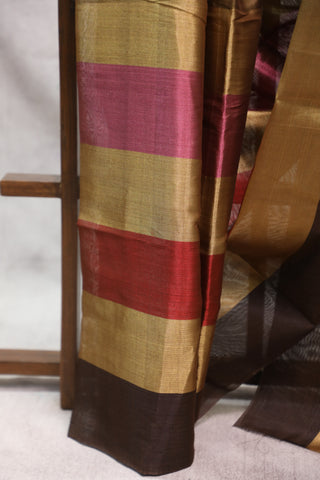 Mustard Yellow Chanderi Tissue Silk Saree-SRMYCTSS123