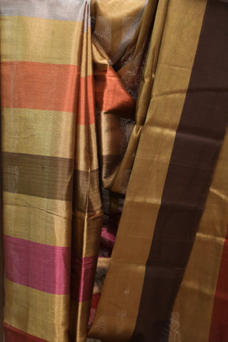 Mustard Yellow Chanderi Tissue Silk Saree-SRMYCTSS123