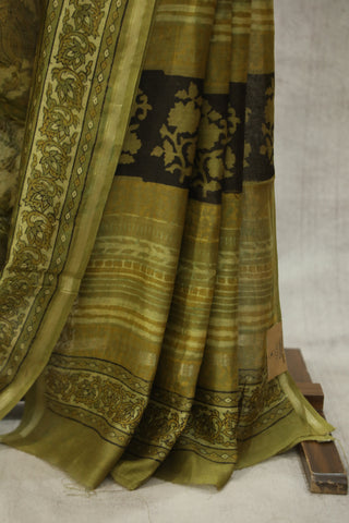 Moss Green HBP Cotton Silk Chanderi Saree - SRMGCSCS675